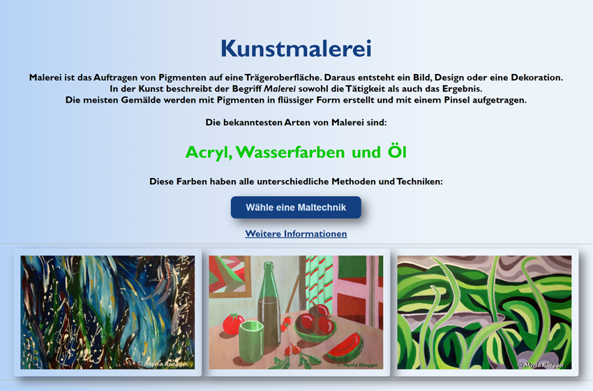 Kunstmalerei Landing Page Vorschau