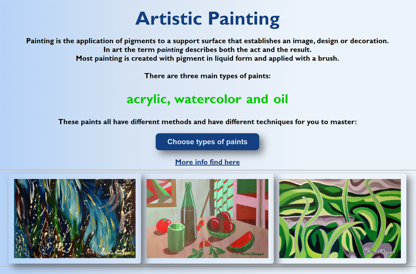 Artistic painting landing page preview