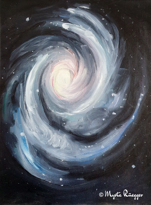 Spiralgalaxie, gemalt mit Ölfarbe